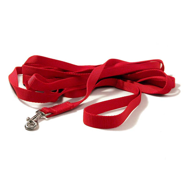 Lightweight Long Dog Leash in Soft Tubular Webbing: 10, 20 or 30 feet