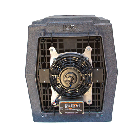 7 inch fan attached to a RuffLand kennel