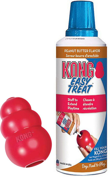 ULTIMATE Kong Bundle - Kong Dog Toy Classic Bundled with Kong Easy Treat (Peanut Butter Flavor)