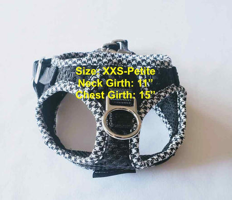 Black and White Houndstooth Harness XXS-Petite