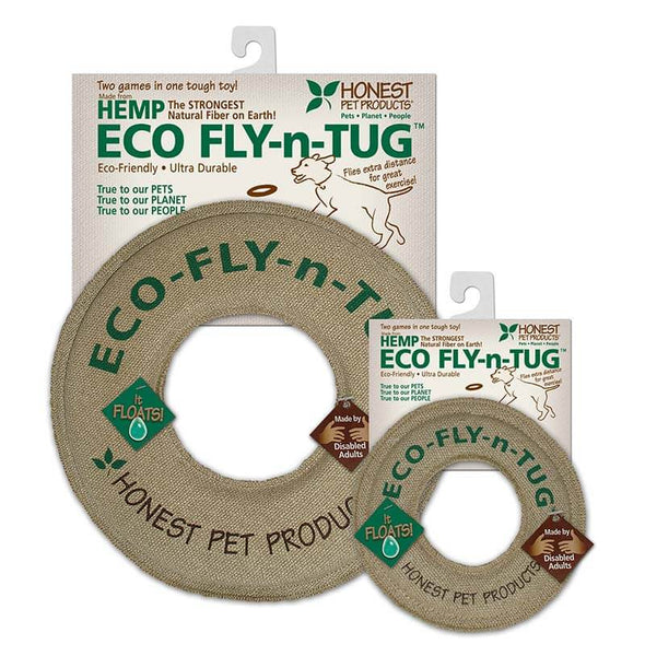 Eco Fly-n-Tug Dog Toy, Hemp & Wool, Floats too!